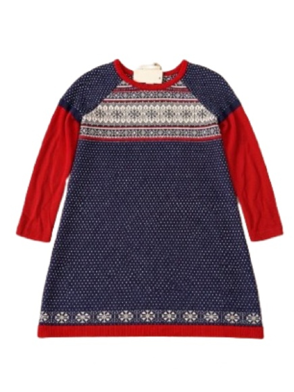 Hanna Andersson Red Blue Knit Dress - Size 110